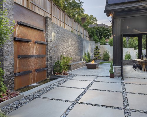Stepper Patio with Copper Wall Fountain