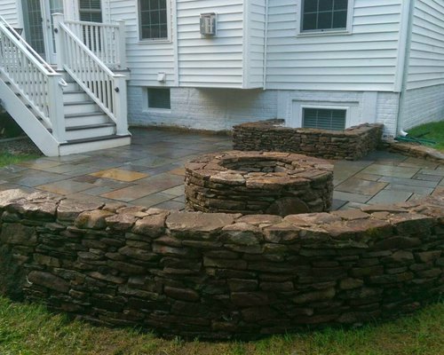 Stacked Stone Fire Pit & Wall
